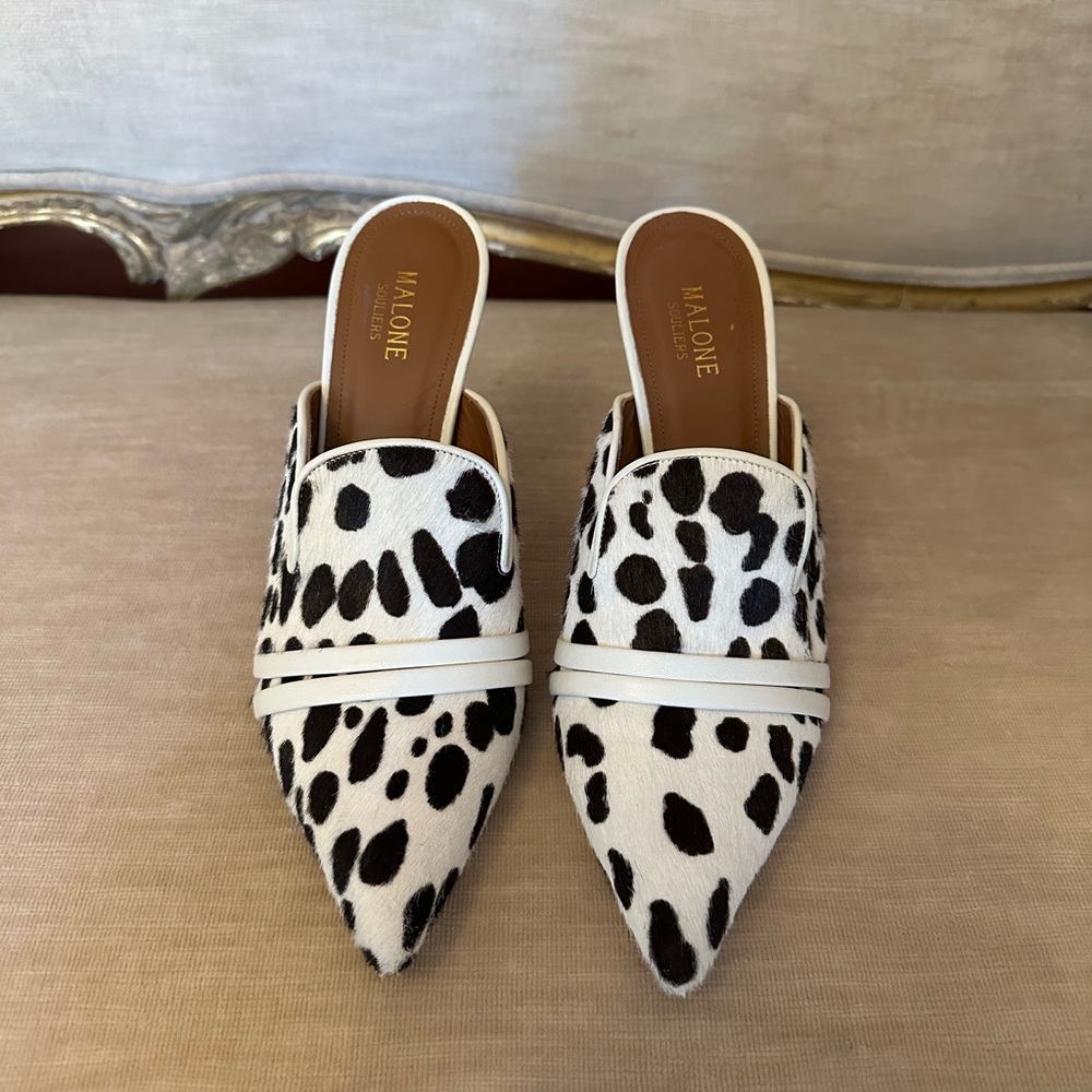 Malone Souliers Snow Leopard Sexy Mules